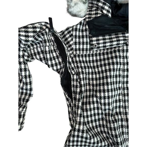 ROXY 5000 Size XS LimitedEdition Snow Jacket With Faux Fur Trim Hood Checkered - Picture 7 of 13
